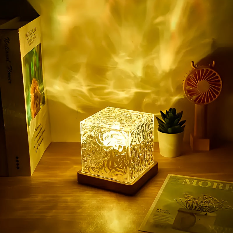 Crown-Shaped Dynamic Water Ripple Projection Light – 16-Color Aurora Ambient Sleep Lamp, USB Powered, Starry Effect For Bedroom & Living Room