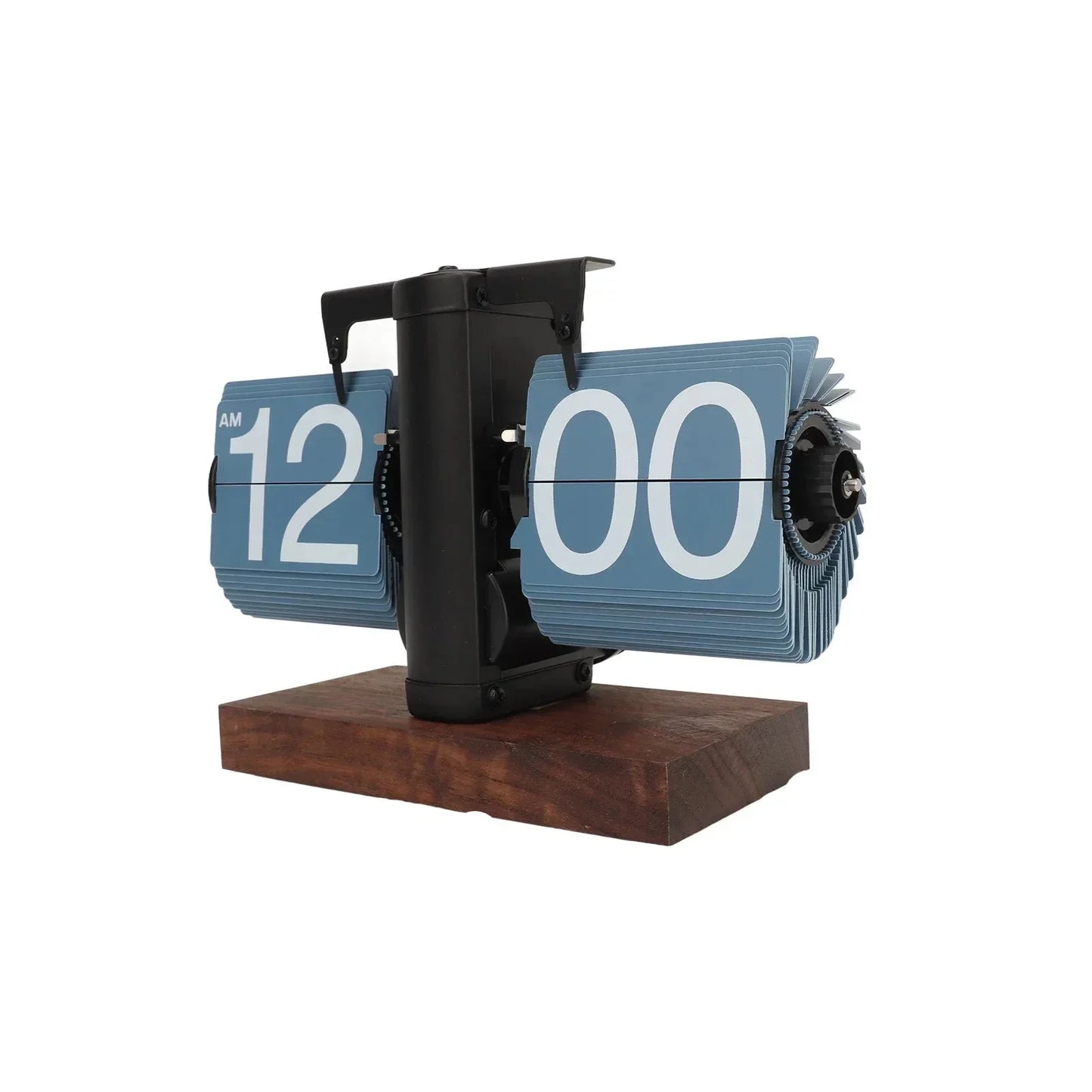 Classic Flip Clock with Wood Base - Vintage Desk Clock
