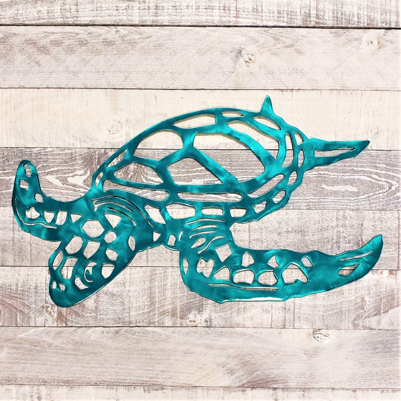 Ocean Turtle Decorative Metal Wall Sign - Kidiora