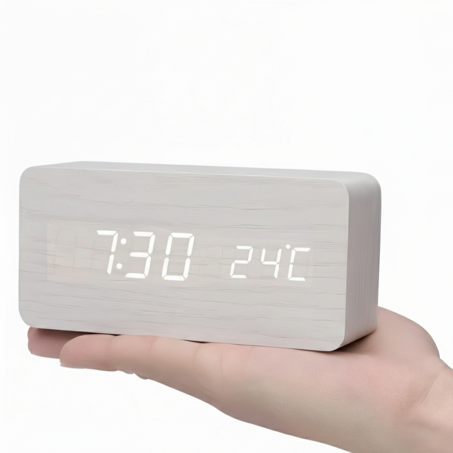 Contemporary Wood LED Clock Radio