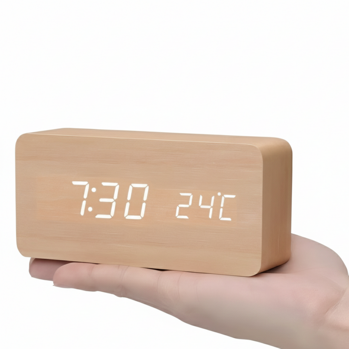 Contemporary Wood LED Clock Radio