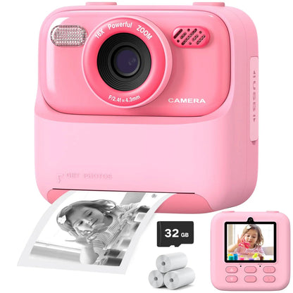 Fun Kids Instant Camera with HD Selfie and Storage