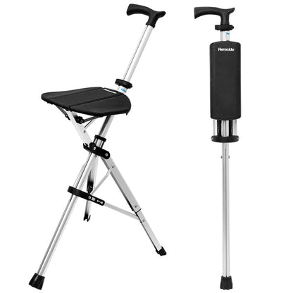 Collapsible Walking Cane with Seat - Compact Senior Support - Kidiora