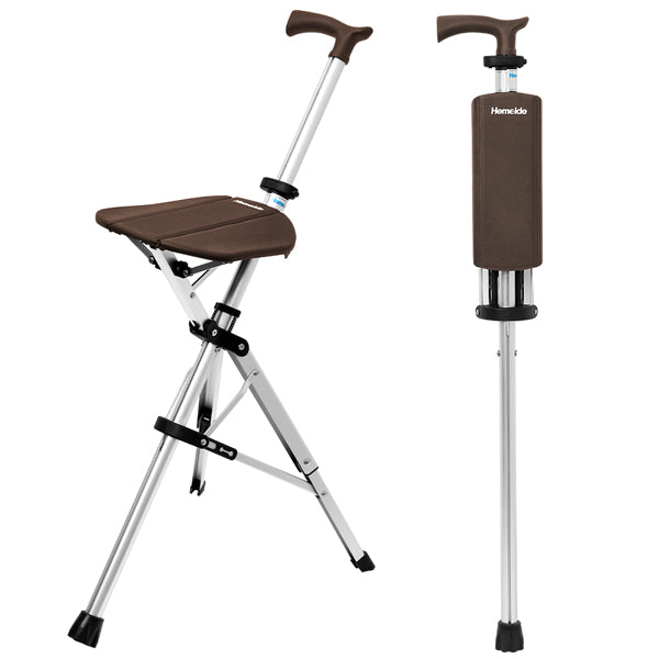 Collapsible Walking Cane with Seat - Compact Senior Support