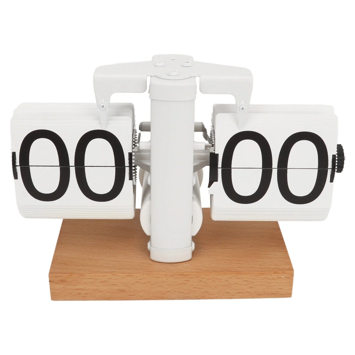 Classic Flip Clock with Wood Base - Vintage Desk Clock